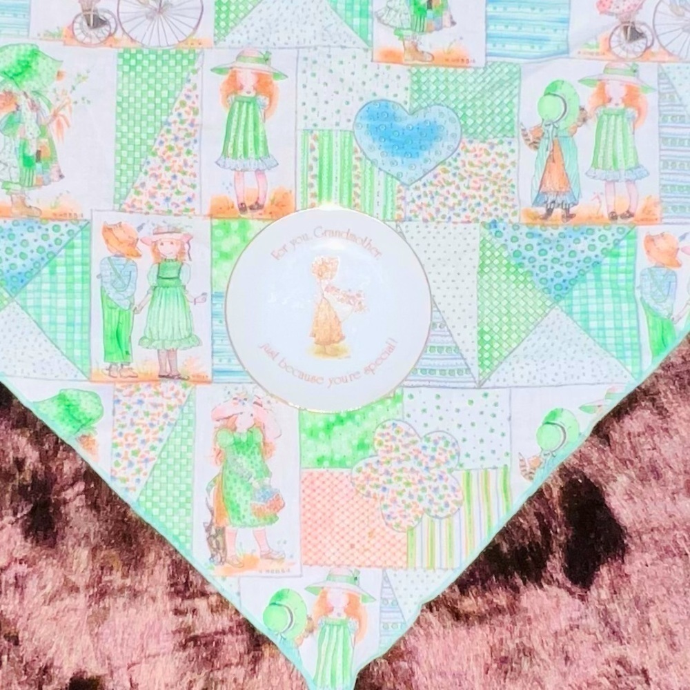 Vintage Holly Hobby Scarf & Hanging Trinket Plate